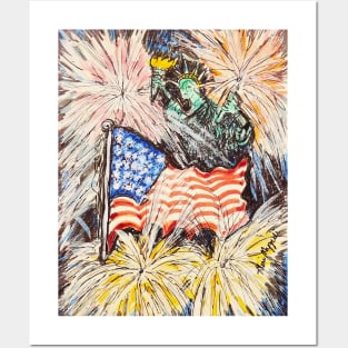 Macy’s 4th of July Fireworks Statue of Liberty Posters and Art